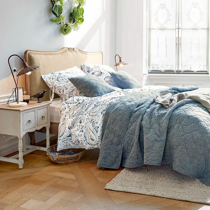 LOBERON Beddengoed Le Perron blauw/crème
