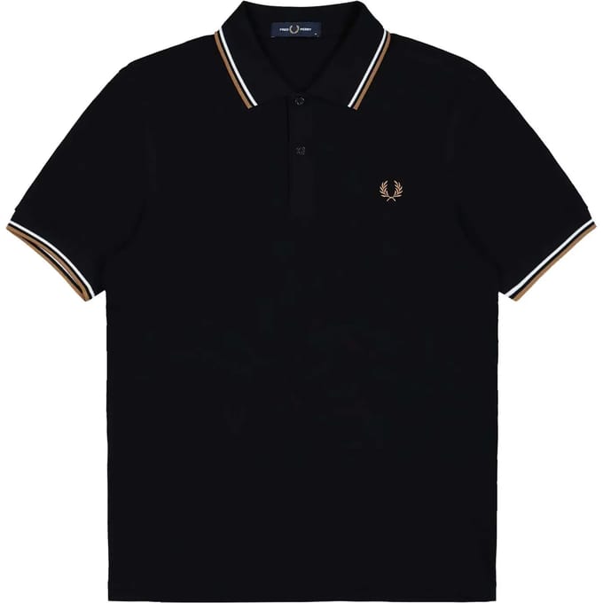 Fred Perry Twin tipped polo - black ecru dark caramel