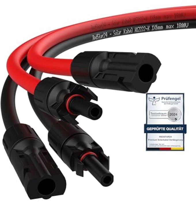 Zonnekabel Verlenging - PV Kabel - Zonnepaneel Aansluiten - IP68 Waterdicht - 2 meter - Zwart