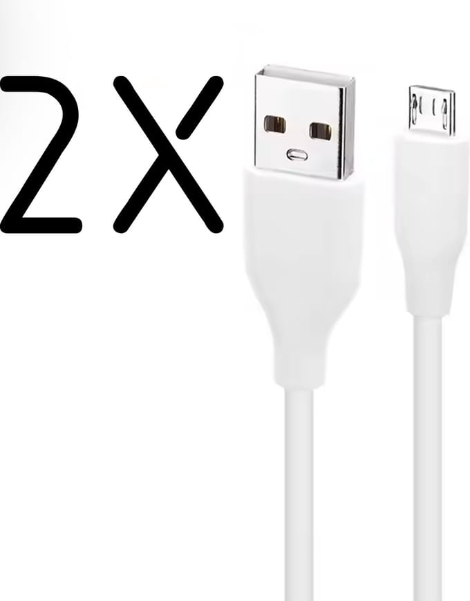 2 Stuks WAEYZ - Mobiele telefoon Kabel USB-naar Micro-USB kabel 1 meter universeel Micro-USB Kabel - Wit