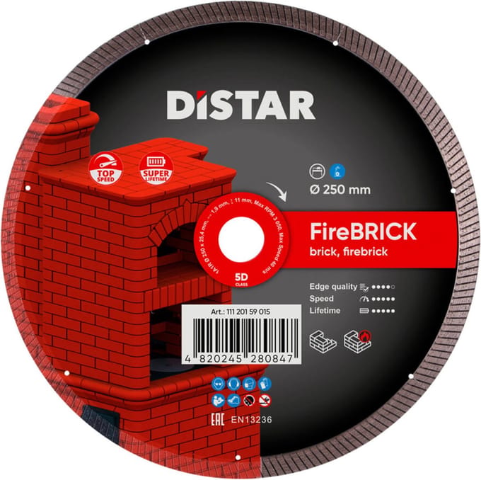 Diamantschijf voor vuurvaste baksteen 1A1R 250 mm FIREBRICK
