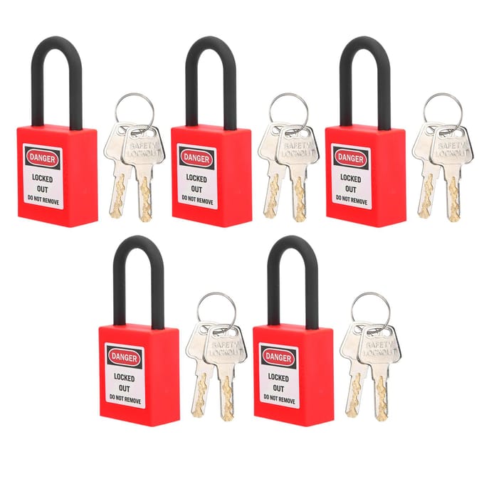 5 Sets Lockout Slot 38mm Nylon Technisch Stofdicht Beveiligingshangslot voor Industriële LocatieRood rood