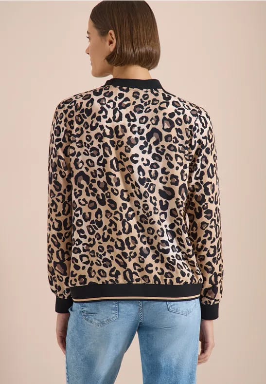 Lichtgewicht blouson met rits en leoprint