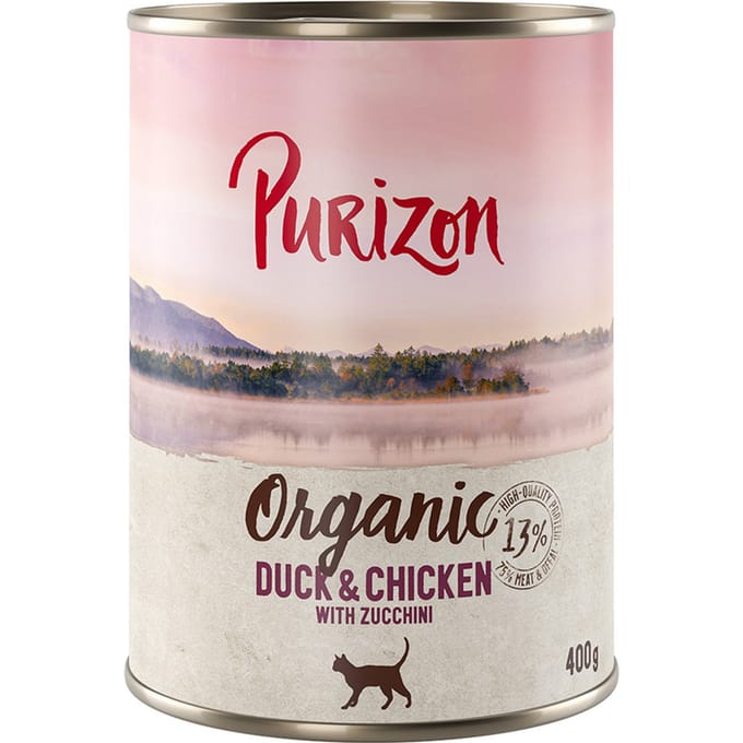 6x 400g Eend en Kip met Courgette Purizon Organic nat kattenvoer