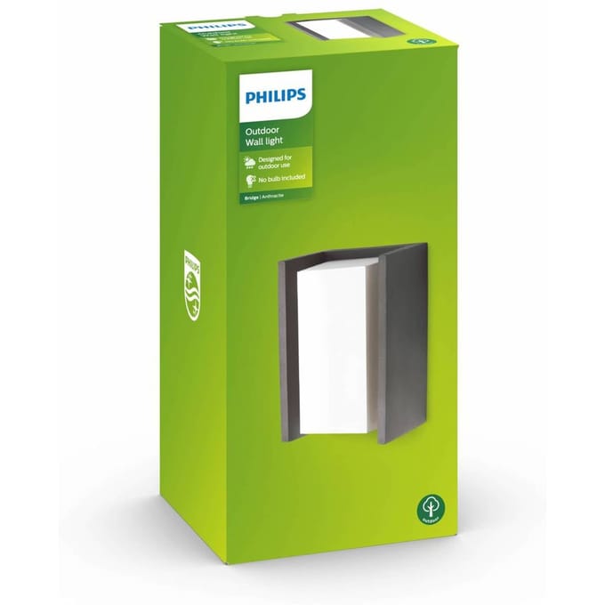 Philips LED Bridge Wandleuchte Anthrazit 1x42W 230 8719514385801 Wandlamp Gloeilamp E27 42 W Antraciet