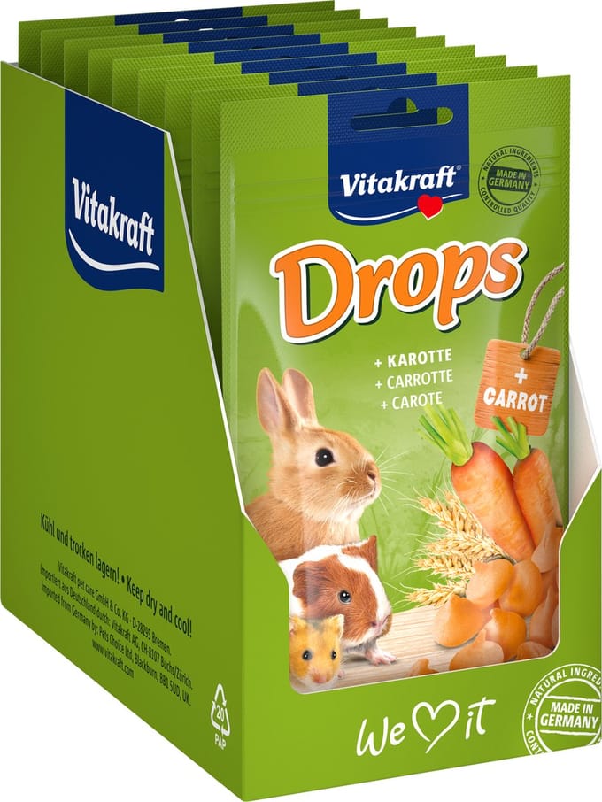 Vitakraft Drops met Wortel - Knaagdiersnack - 9x75 gr