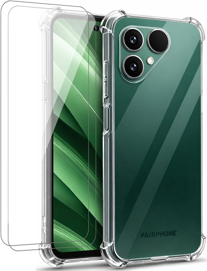 Hoesje geschikt voor Fairphone 6 - 2x Screenprotector Glas - Shockproof Transparant