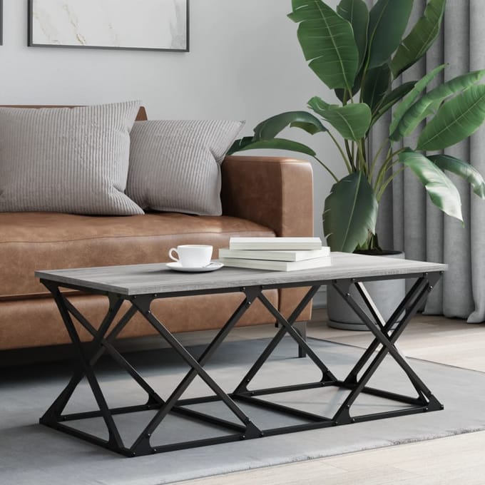 vidaXL - Salontafel - 100x49x40 - cm - bewerkt - hout - grijs - sonoma