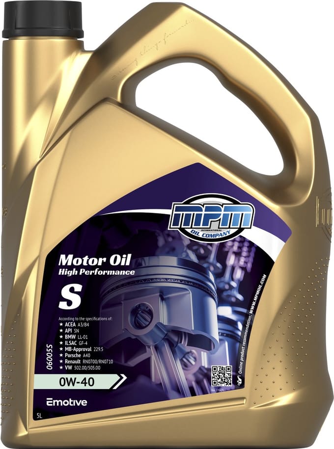 MPM Motorolie 0w40 high performance street - 5 liter