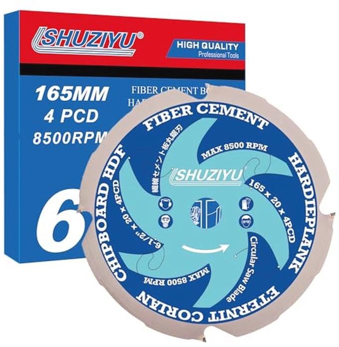 Cirkelzaagblad - Hardie blad - Vezelcement snijden - Polykristallijne diamant - 165mm 4 PCD - Metaal