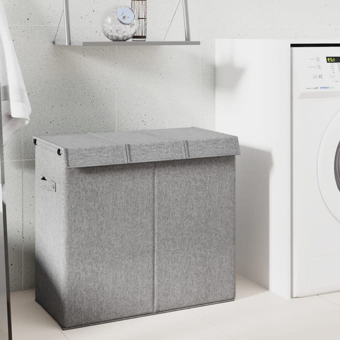 vidaXL - Wasmand - inklapbaar - 64,5x34,5x59 - cm - kunstlinnen - grijs