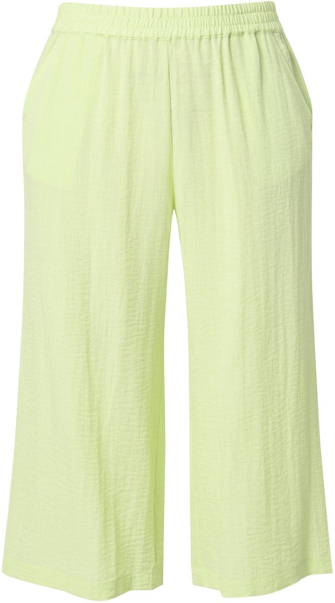 Ulla Popken - Dames - Culotte kuitlang wijde pijpen elastische tailleband - Limoengroen - Maat 64
