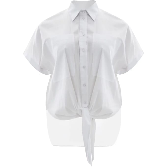 Popeline Blouse met Opgestikte Zakken Dames Mat Fashion