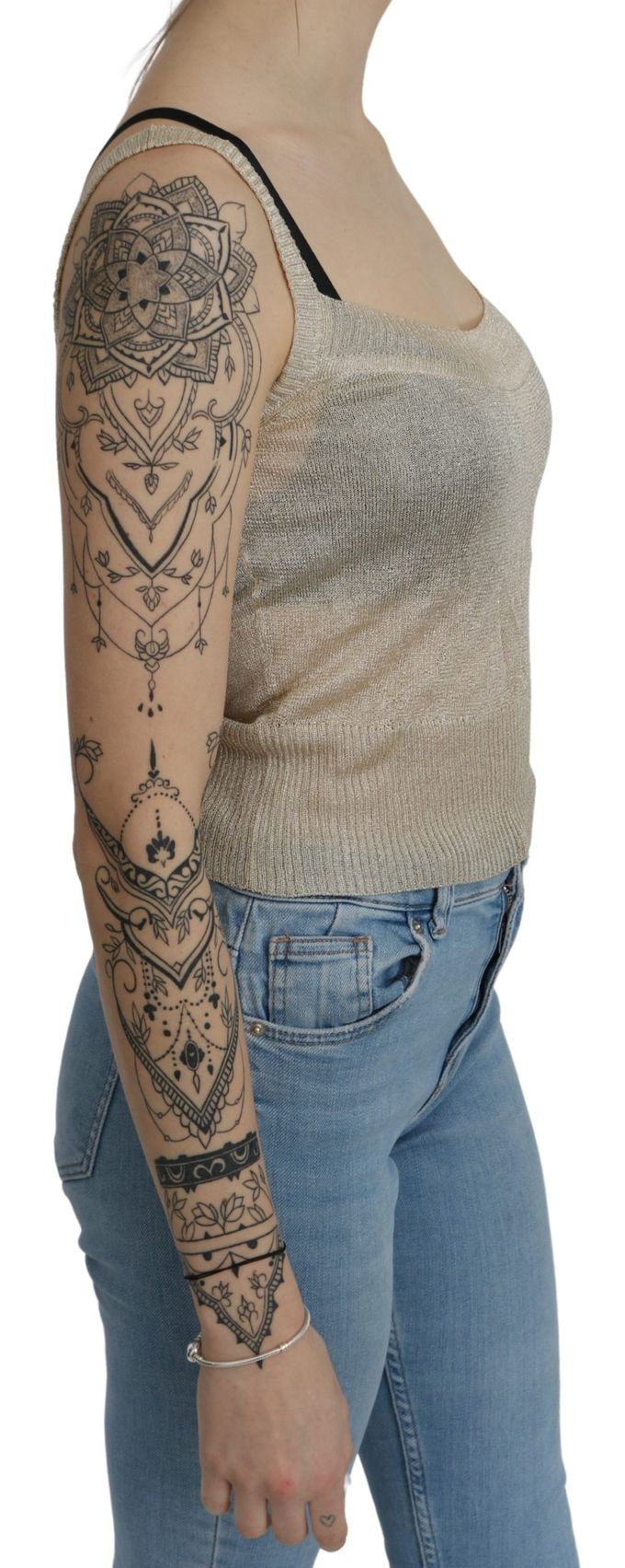 BYBLOS Beige Mouwloze Tankdoorzichtige Top
