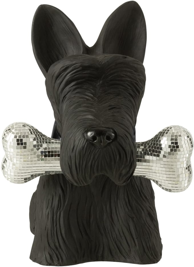 J-Line decoratie Schotse Terrier + Bot - polyresin - zwart
