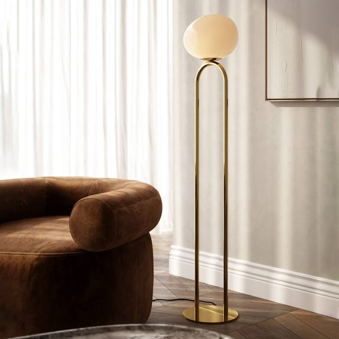 DFTP by Nordlux Vloerlamp Shapes met glazen kap, wit/messing