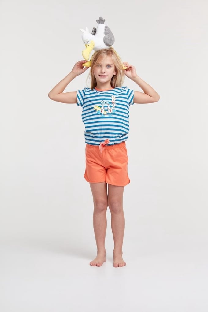 Woody pyjama meisjes - meeuw - streep - 211-1-BST-S/983 - maat 152