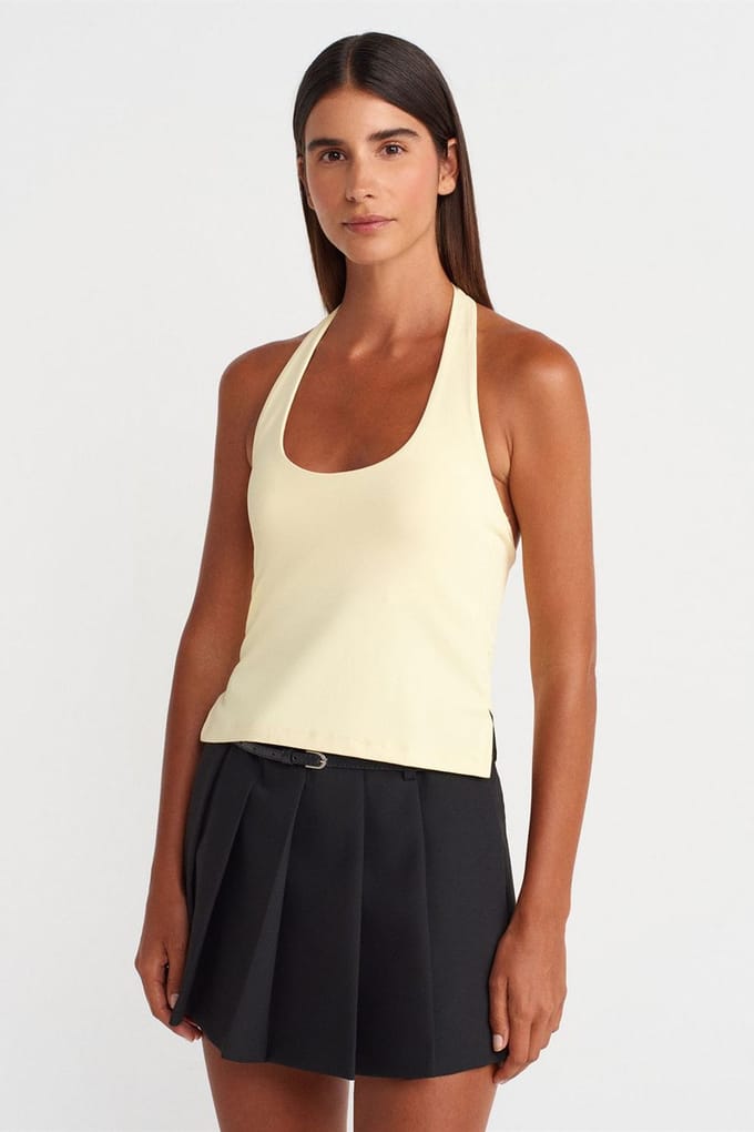 Slim Fit Halter Neck Cut-Out Top