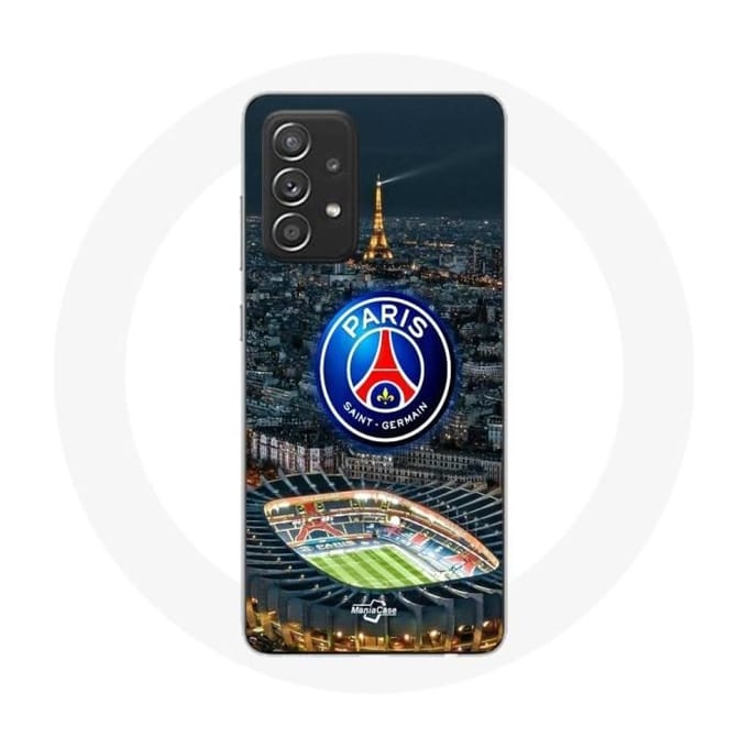 Coque - maniacase - Samsung Galaxy A52 - Noir - Souple - PSG Logo Tour Eiffel noir