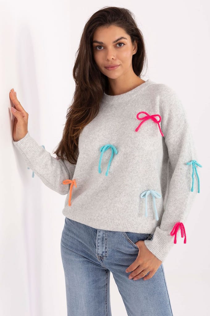 Bow Charm Knit - Lichtgrijs / One Size