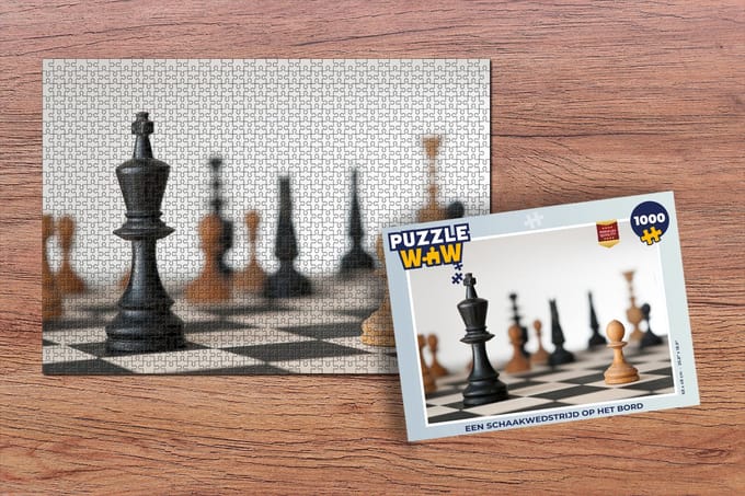 Puzzel Een schaakwedstrijd op het bord - Legpuzzel - Puzzel 1000 stukjes volwassenen