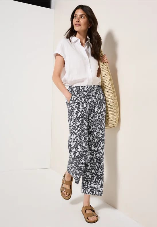 7/8 Broek met gedessineerde Wide Legs