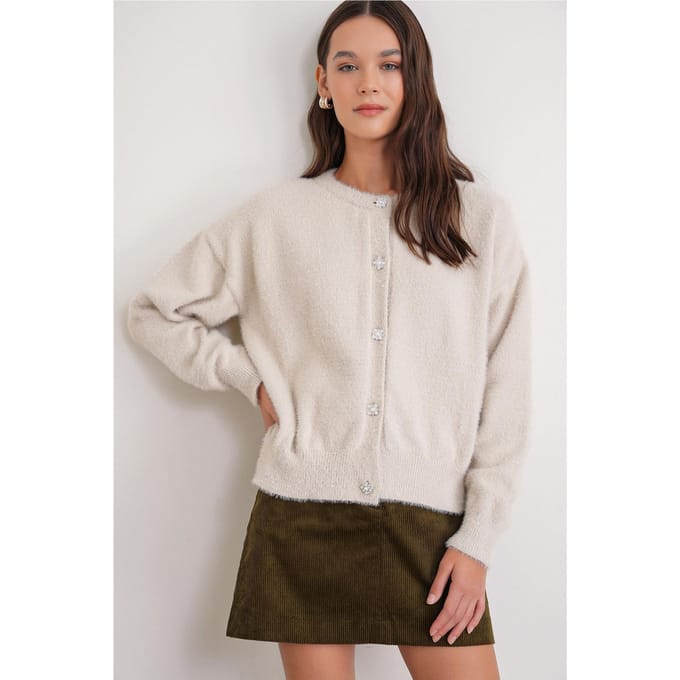 Oversized Jacquard Knopen Cardigan