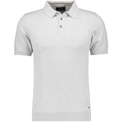 Ragman Trui Melange Cotton Knit Short Sleeve Polo Collar Silver / male