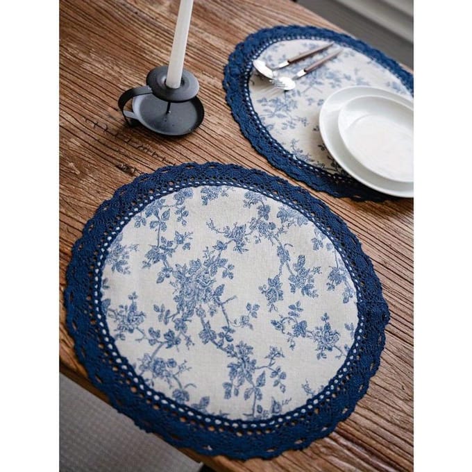 1 stuks placemat met bloemenpatroon 30cm round veelkleurig