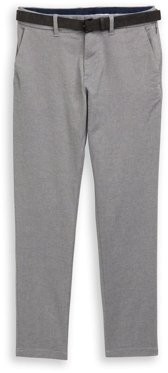Tom Tailor - TTTRAVIS SLIM chino met riem - Maat 29/32 - white navy zig zag structure