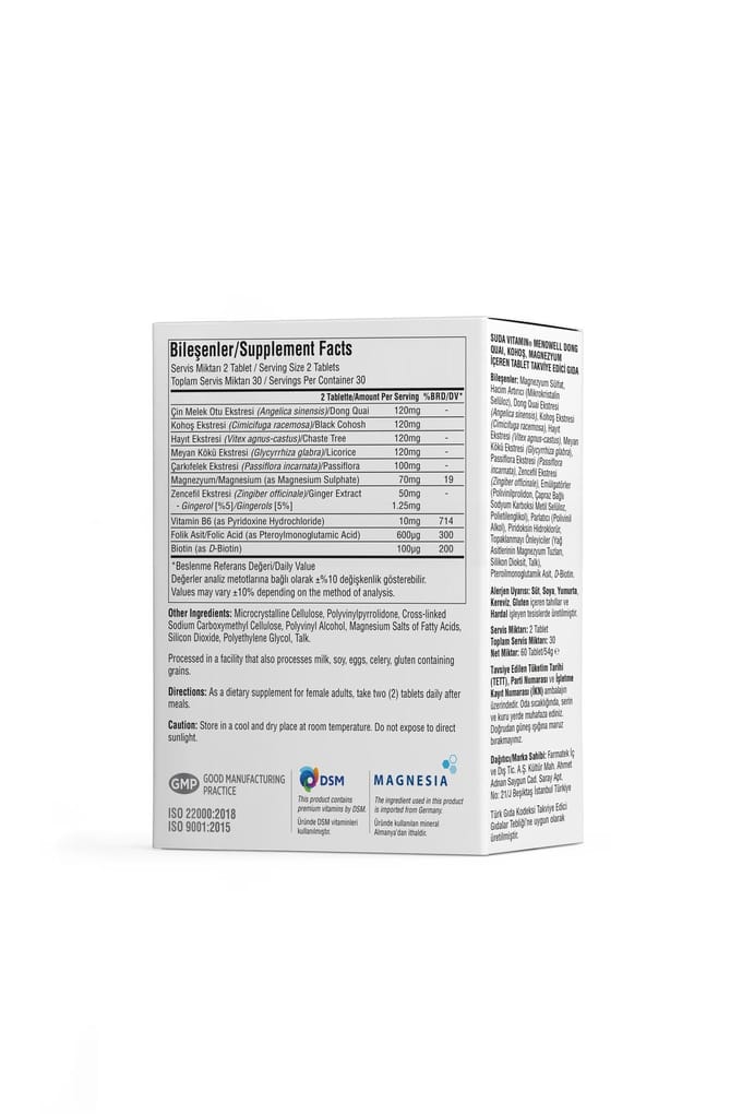 Suda Vitamine Menowell - Ondersteuning voor de Gezondheid van Vrouwen Tijdens de Menopauze 60 Tabletten 1 PC