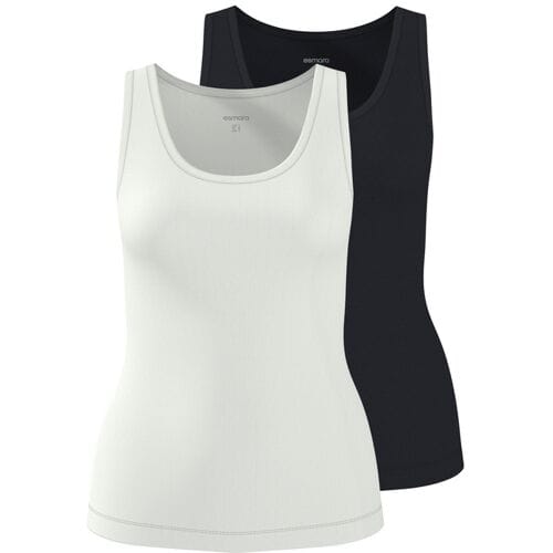 ESMARA Set van 2 dames tops (Zwart/wit, M (40/42))