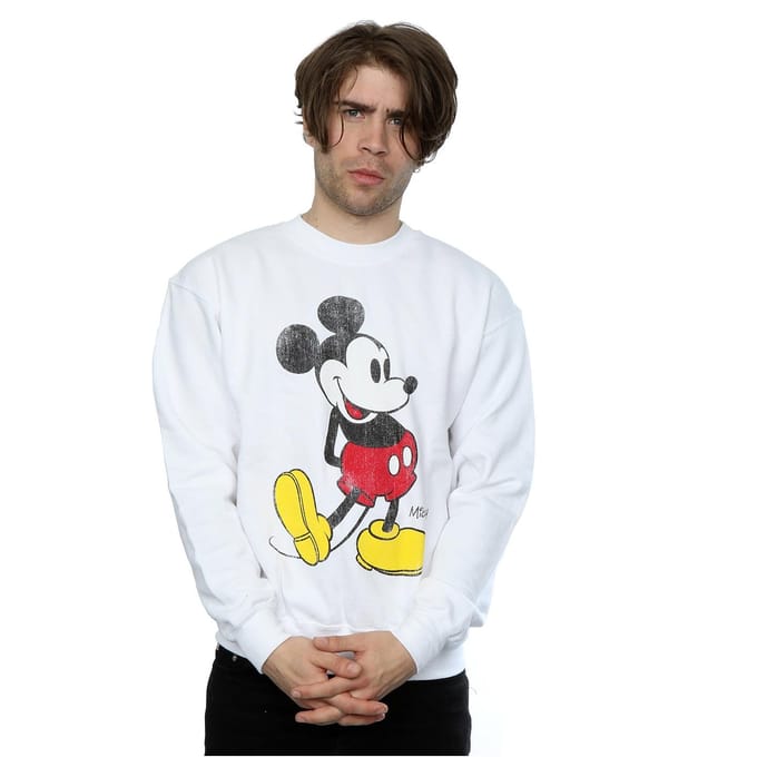 Disney Heren Mickey Mouse Classic Kick Sweatshirt (Wit)