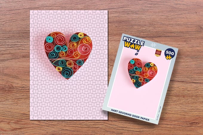 Puzzel Hart - Papier - Pastel - Legpuzzel - Puzzel 500 stukjes