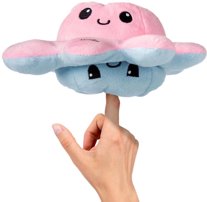 Mood octopus knuffel - Knuffels - Knuffeldier - Pluche speelgoed - Reversible - 20 cm - Blauw/roze