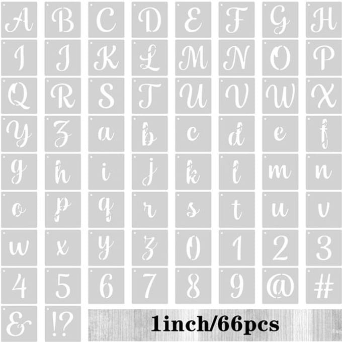 Dailygoods- Lettersjablonen 66 Stuks - Herbruikbaar - Sjablonen