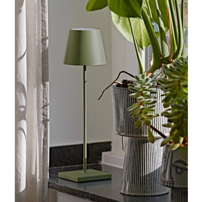 Sigor Nuindie LED oplaadbare tafellamp, USB-C, spar groen, IP54, dimbaar