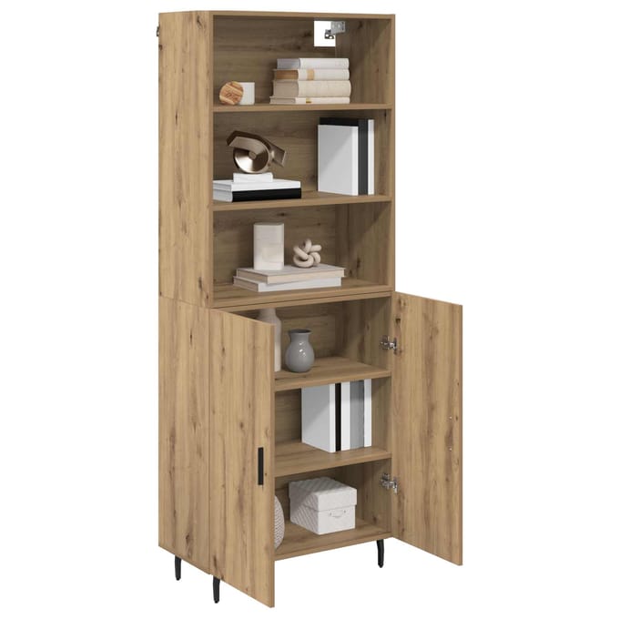 vidaXL - Highboard - 2 - st - Artisan - Eiken - 69,5 - x - 32,5 - x - 180 - cm - Bewerkt - hout