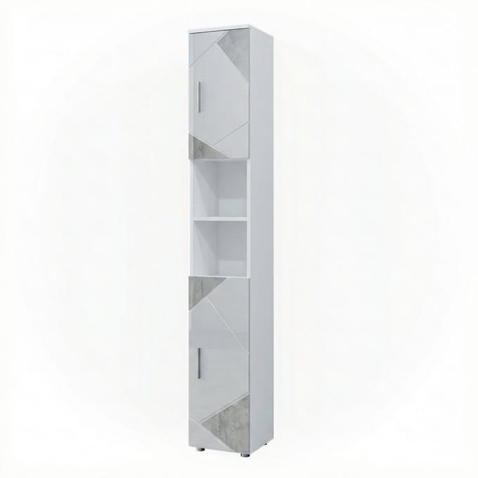 Vicco Irma Badkamerkast – 30 x 192 cm Wit hoogglans met inzetstukken