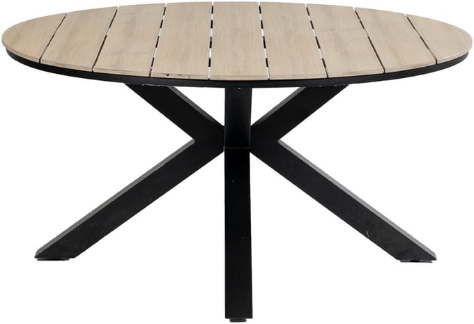 Ronde tuintafel Cyprus 150 cm | 6 personen | Wood/Black | Polywood & aluminium