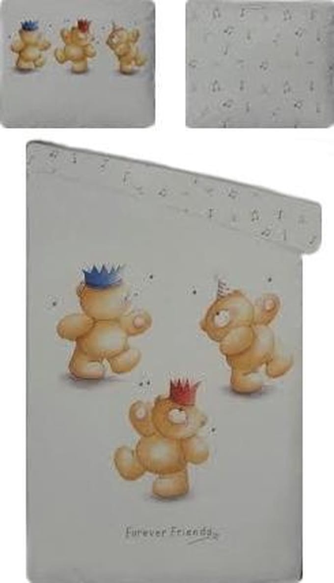 Forever Friends Cute Bear Dekbedovertrek - Eenpersoons - 140x200/220 cm - Wit