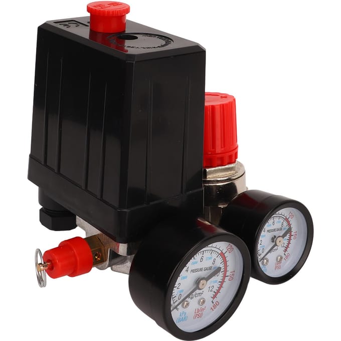 Luchtcompressor Drukschakelaar Regelklep 0‑180PSI Snelkoppeling 3 in 1 voor Automatische Regeling