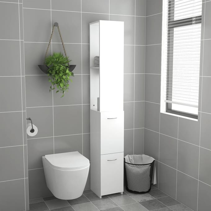 vidaXL - Badkamerkast - 25x26,5x170 - cm - bewerkt - hout - wit