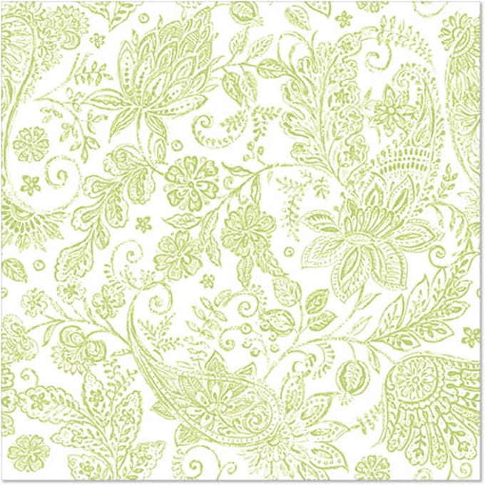 50 Servetten ROYAL Collection 1/4 vouw 40 cm x 40 cm lime Paisley