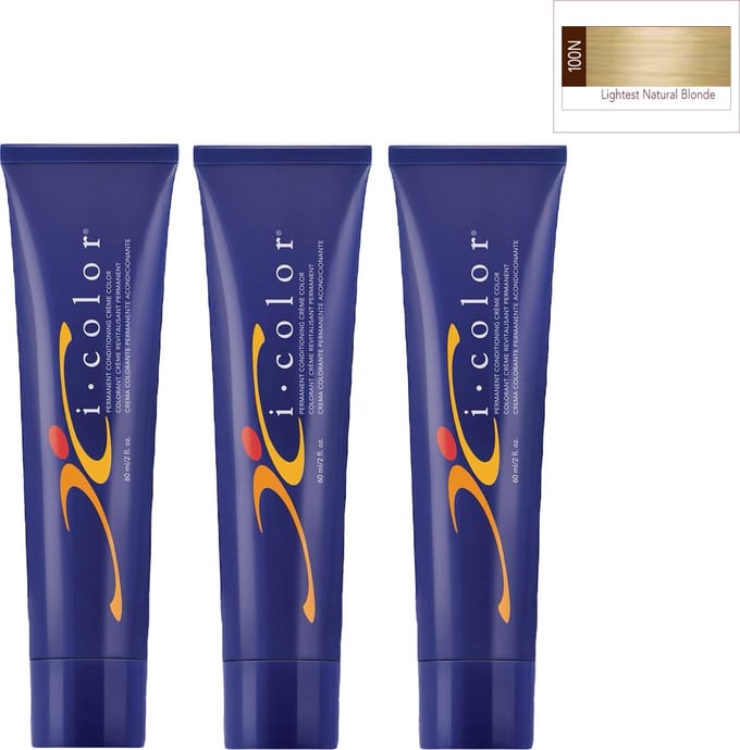 ISO i color Permanent Conditioning Crème Color 60ml 100N Lightest Natural Blonde x 3 tubes