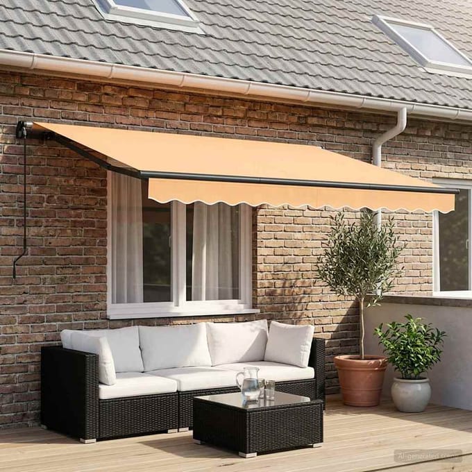 vidaXL - Uitschuifbare - luifel - Zand - 3,5 - x - 2 - m - Stof