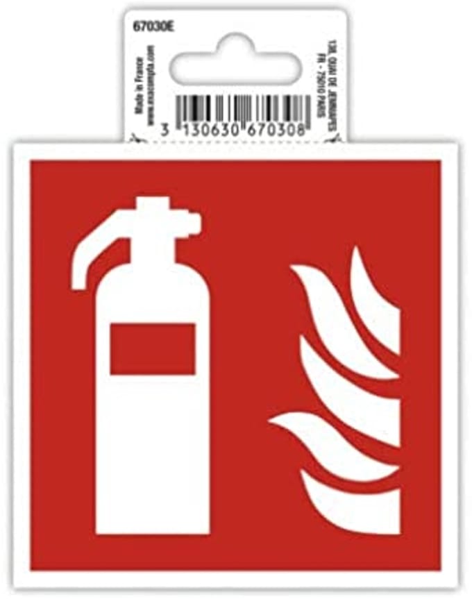 Zelfklevende brandblusser waarschuwing 10 cm - Rood