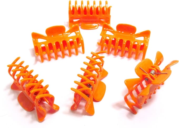 6 haarklemmen 6 cm oranje