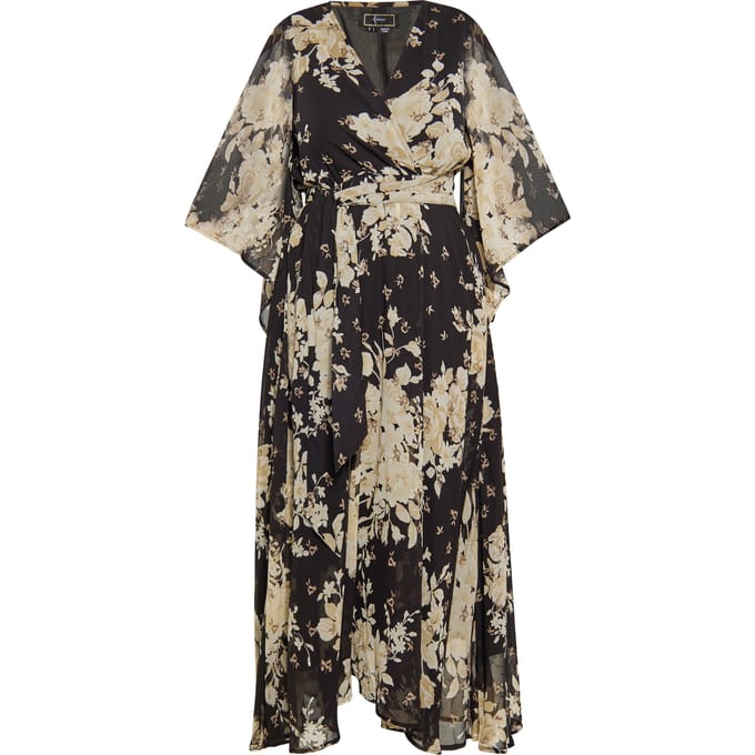 Faina Jurk Dames zwarte bloem