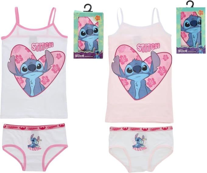 Lilo & Stitch Ondergoed set - Maat 98/104 - Roze - Wit - Hemd